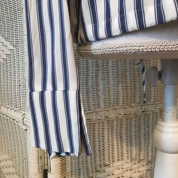 Hiatus White Blue Stripe Cropped Tie Front Blouse - Picture 4 of 8